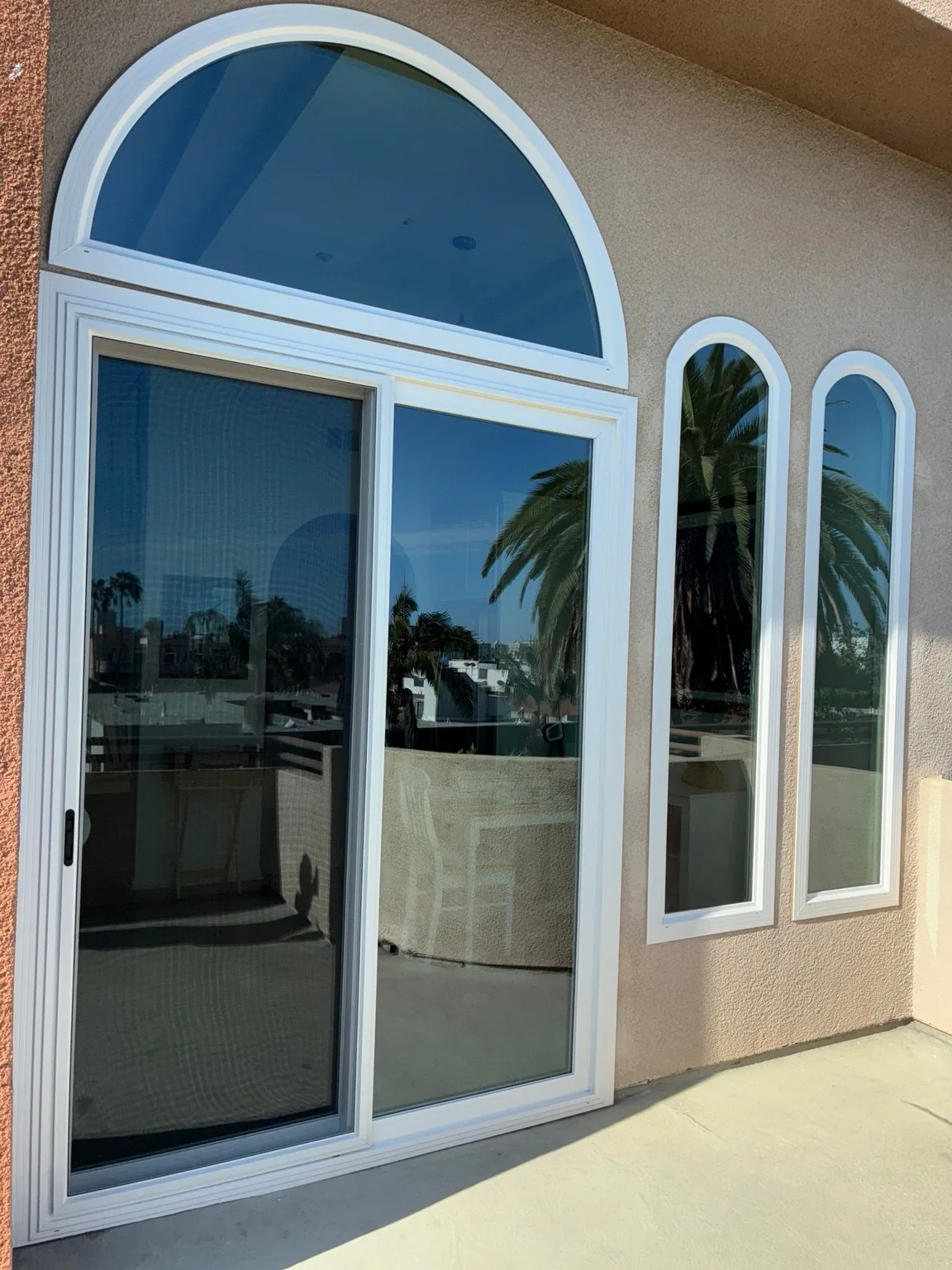 Completed arched window installation